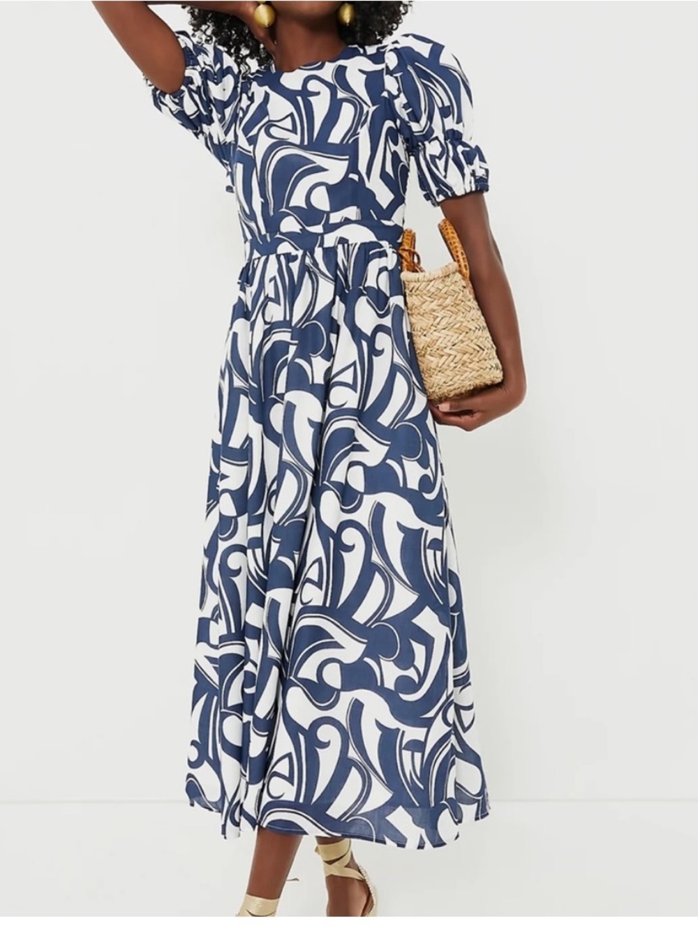 HYACINTH HOUSE Navy & White Wilhelmina Maxi Dress | size large